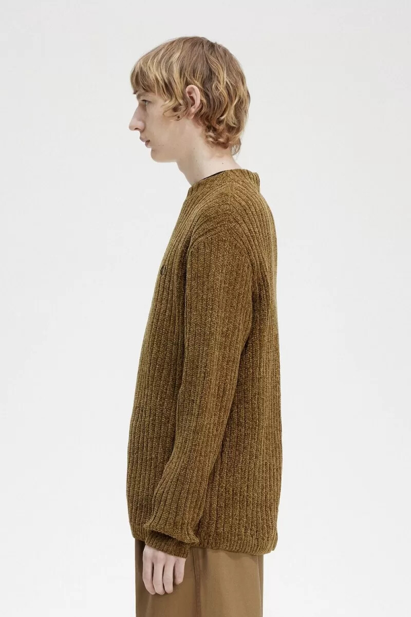 jersey fred perry chenille rib para hombre color marrón