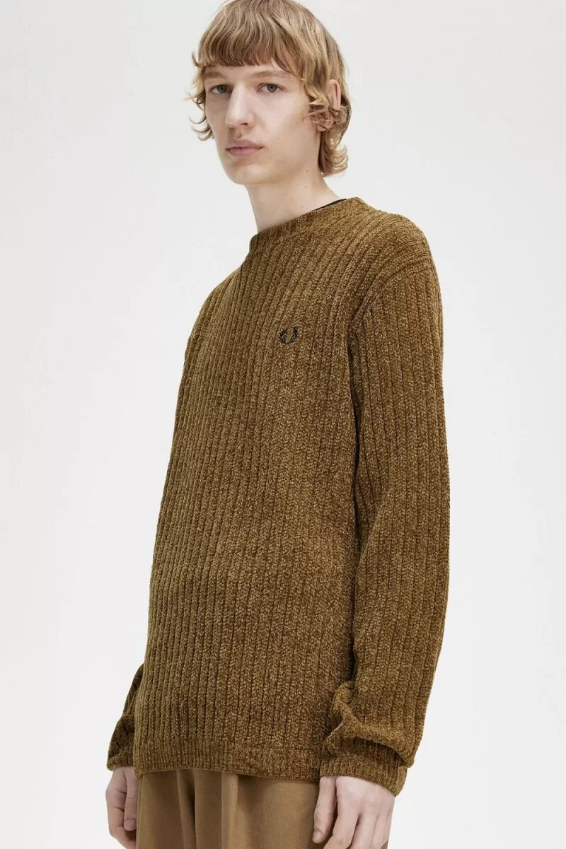 jersey fred perry chenille rib para hombre color marrón
