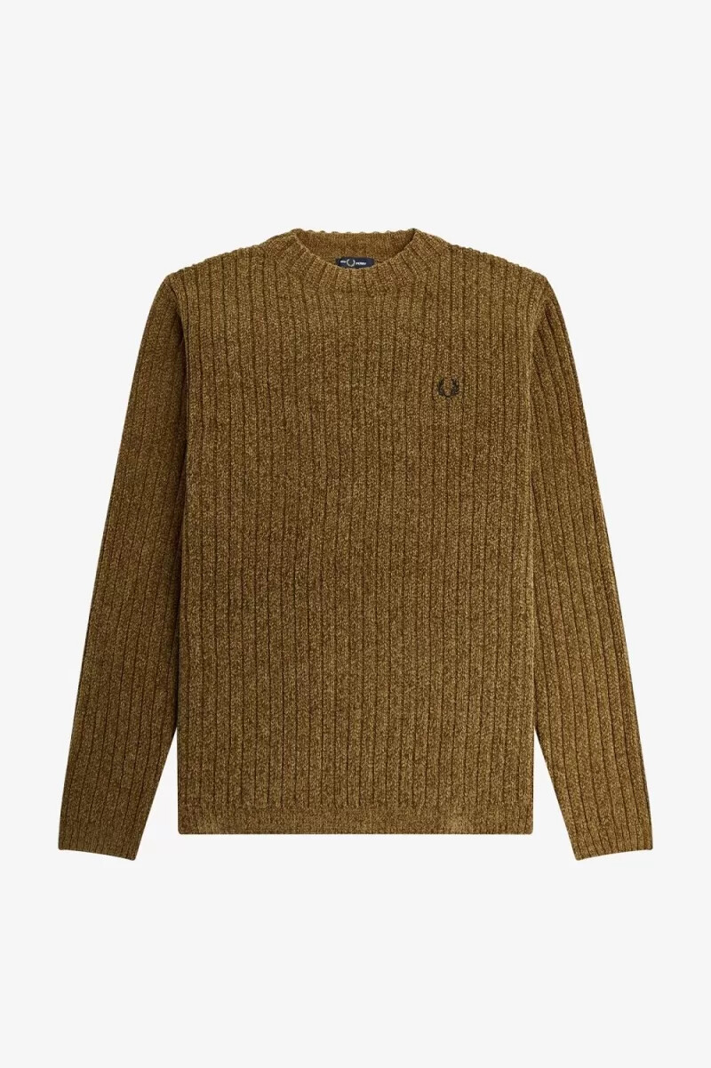 jersey fred perry chenille rib para hombre color marrón