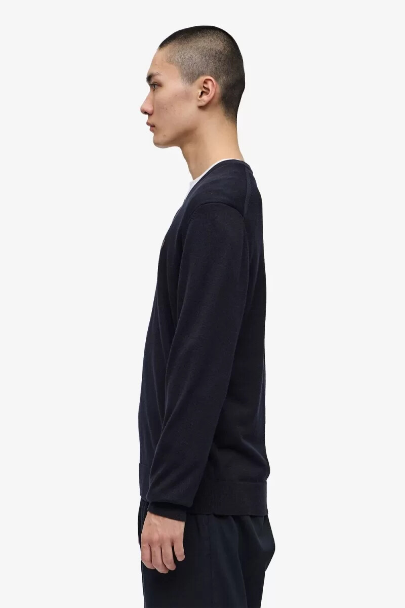 jersey clásico fred perry con cuello en v para hombre azul marino