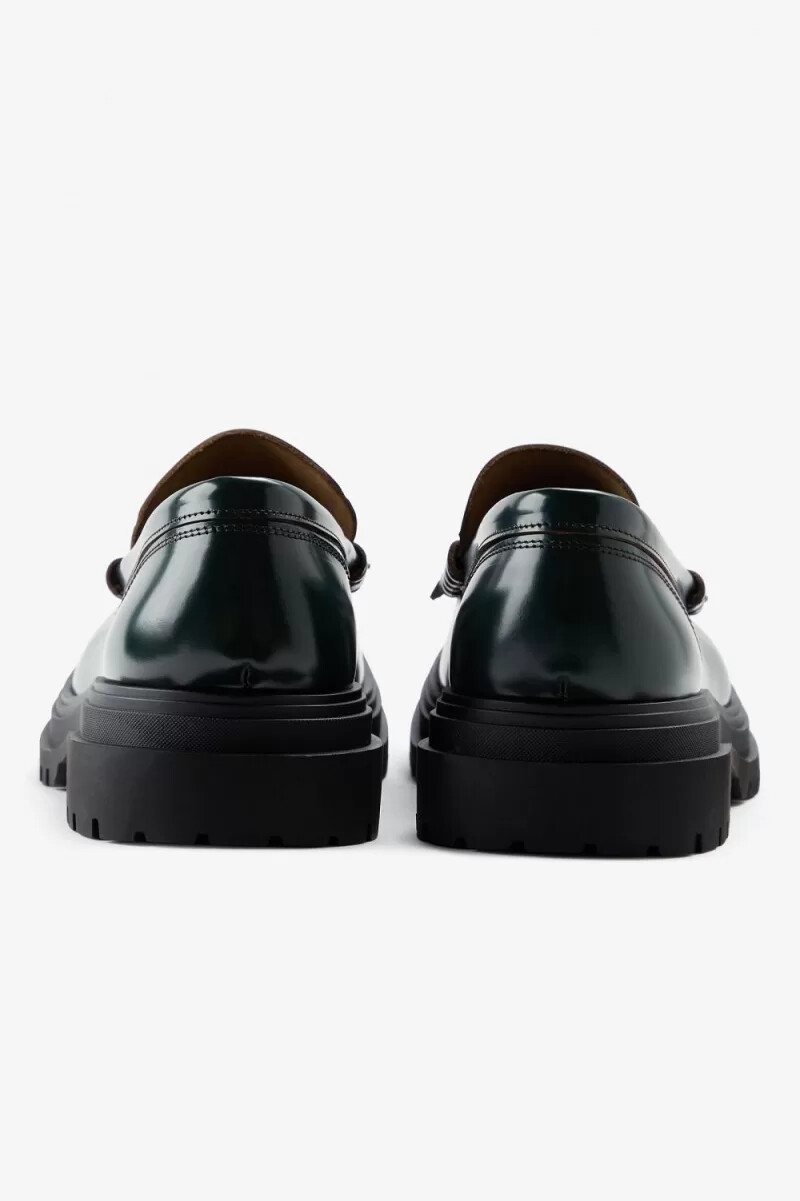 mocasines fred perry para hombre color verde noche