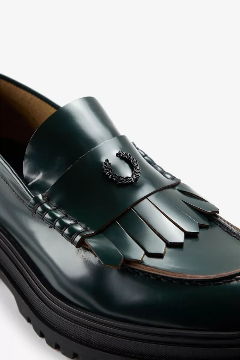 mocasines fred perry para hombre color verde noche