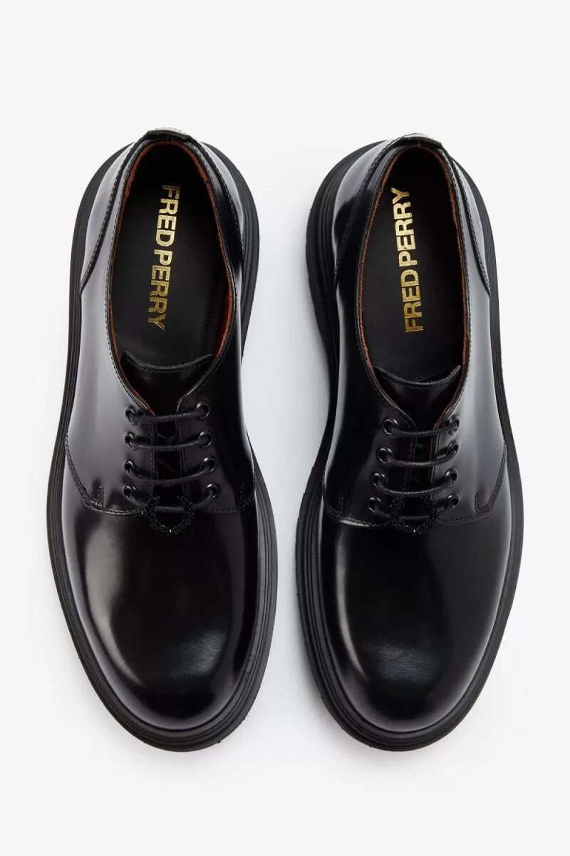 mocasines derby negros para hombre de fred perry