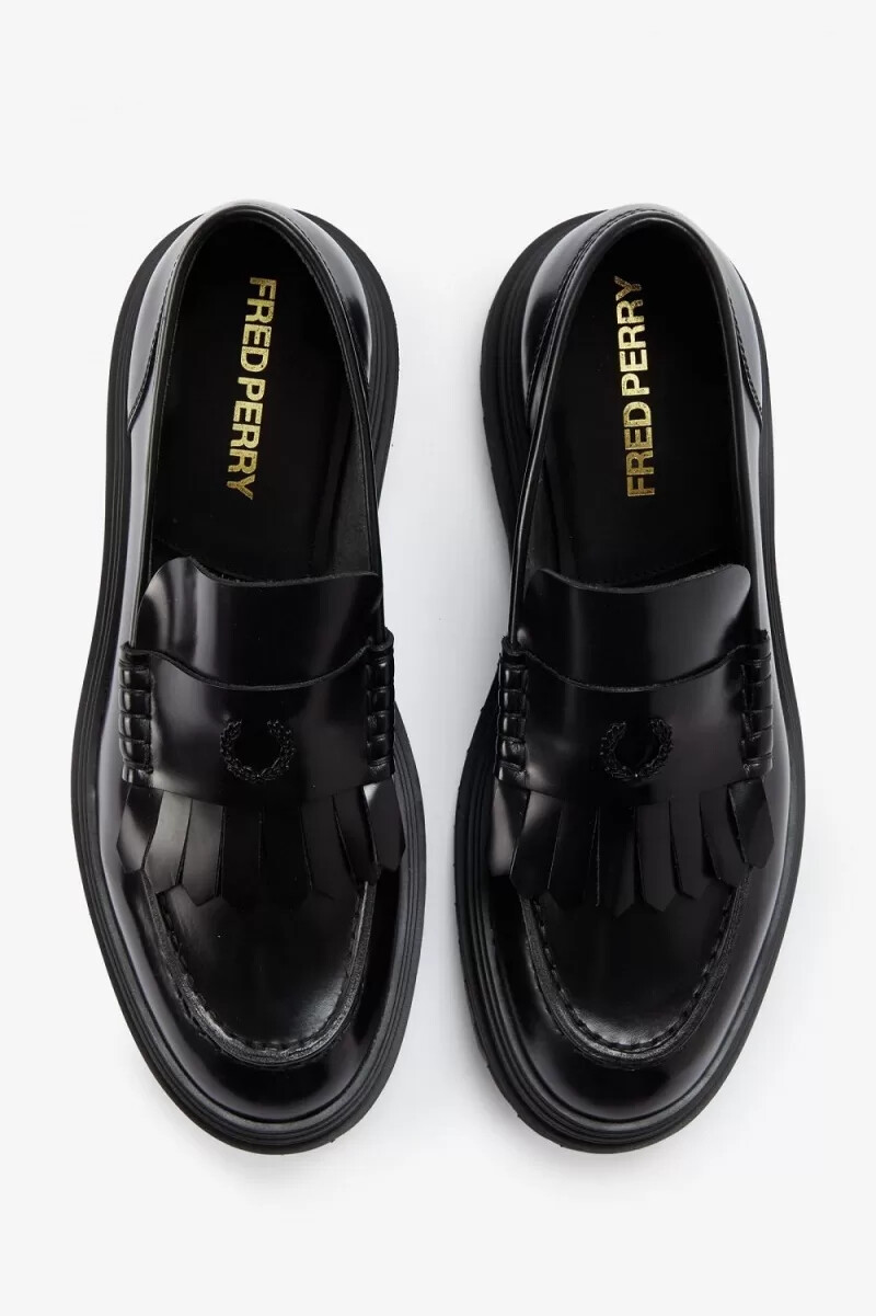 mocasines negros fred perry para hombre