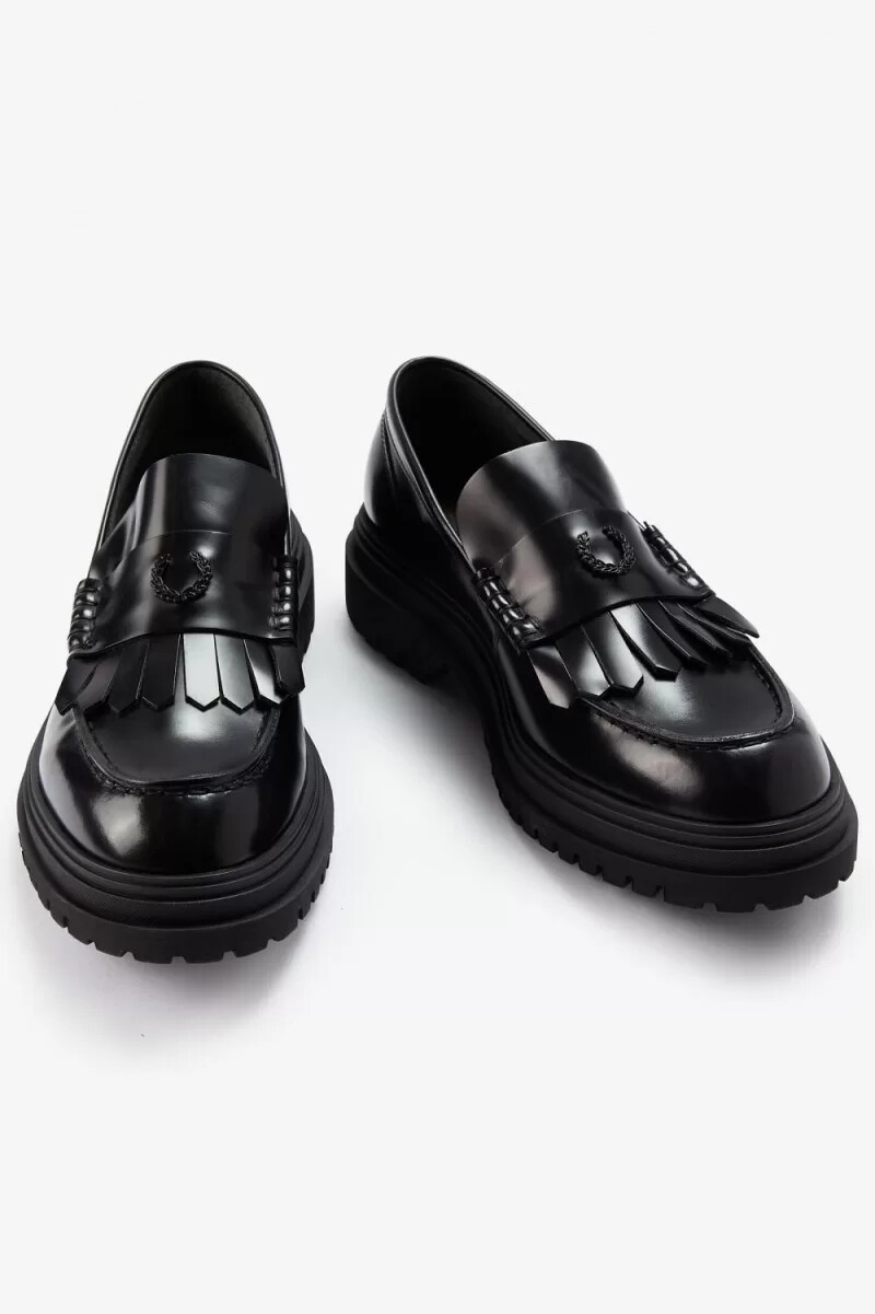mocasines negros fred perry para hombre