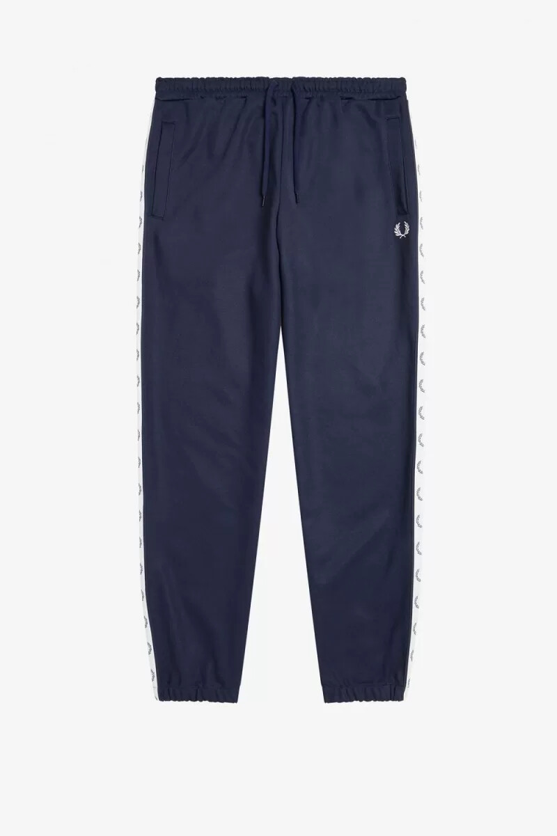pantalones deportivos fred perry con cinta para hombre en azul carbón