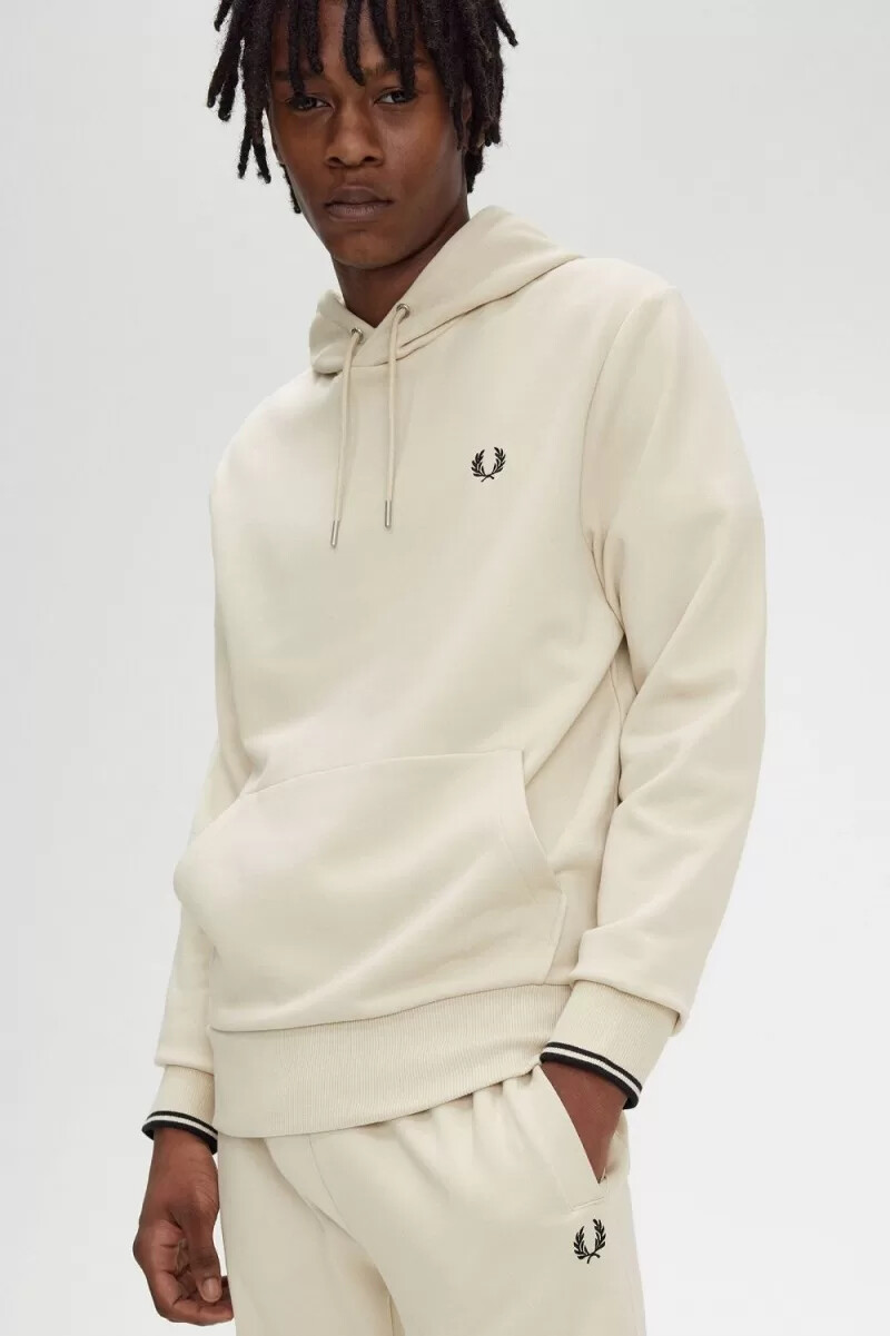 pantalones deportivos fred perry loopback para hombre color avena y negro