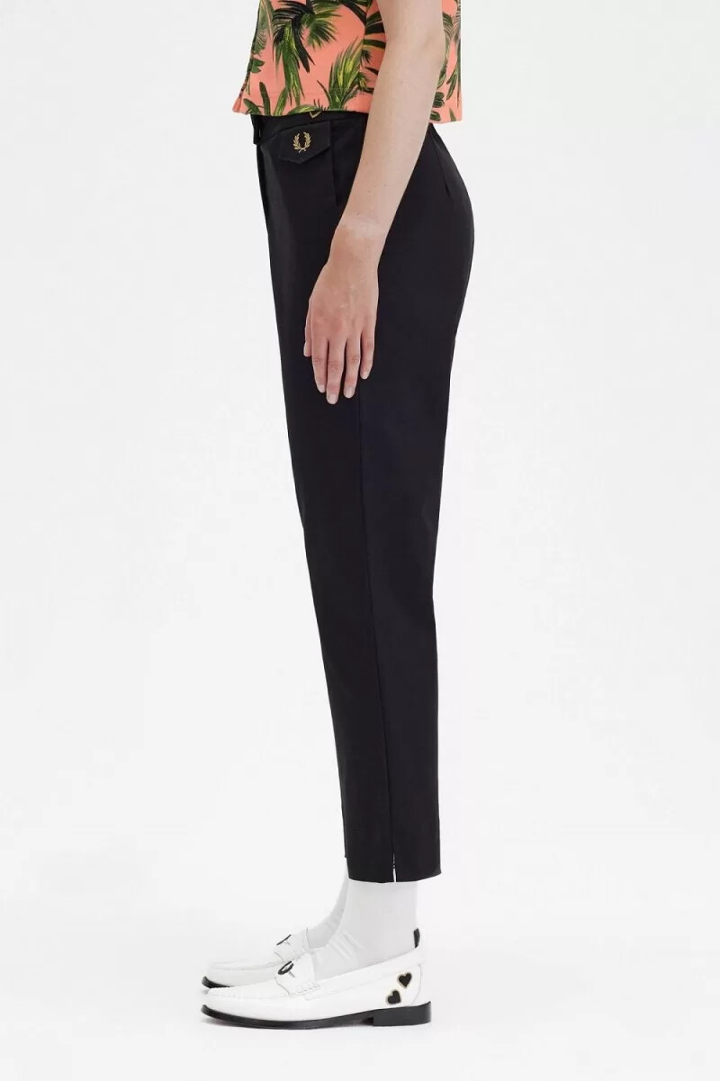 pantalones negros de cintura alta para mujer de fred perry