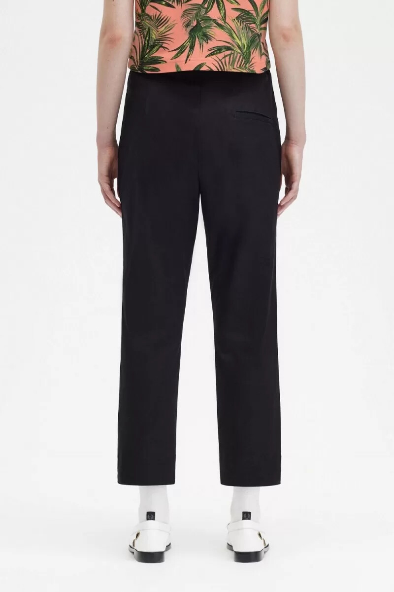 pantalones negros de cintura alta para mujer de fred perry