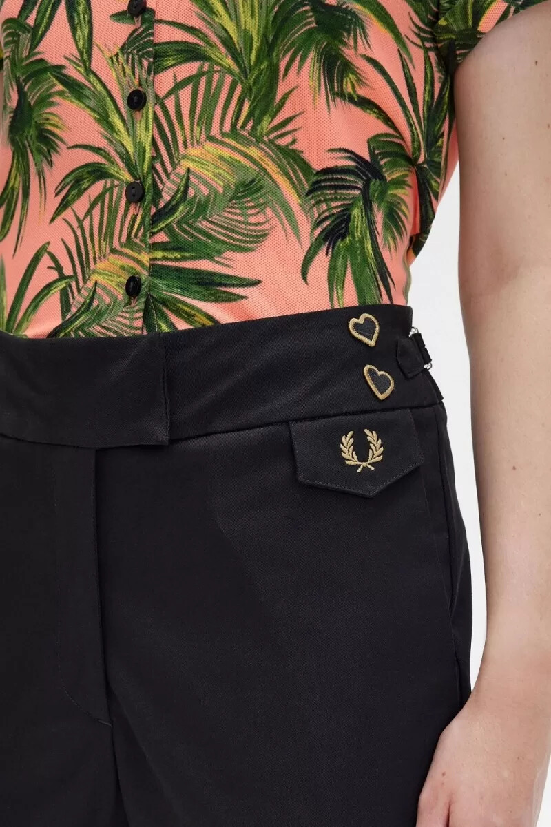 pantalones negros de cintura alta para mujer de fred perry