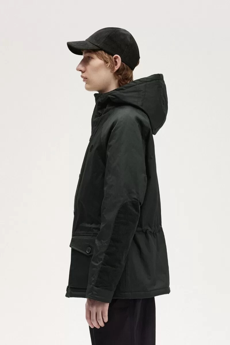 parka corta fred perry snorkel para hombre verde noche