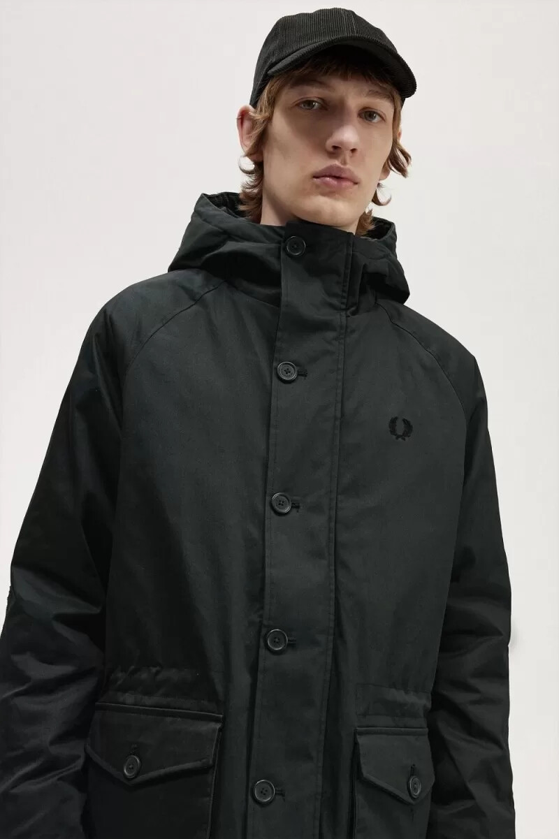 parka corta fred perry snorkel para hombre verde noche