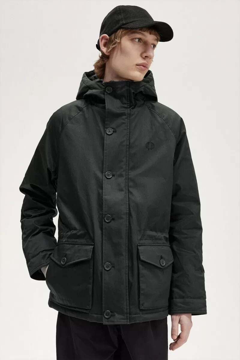 parka corta fred perry snorkel para hombre verde noche