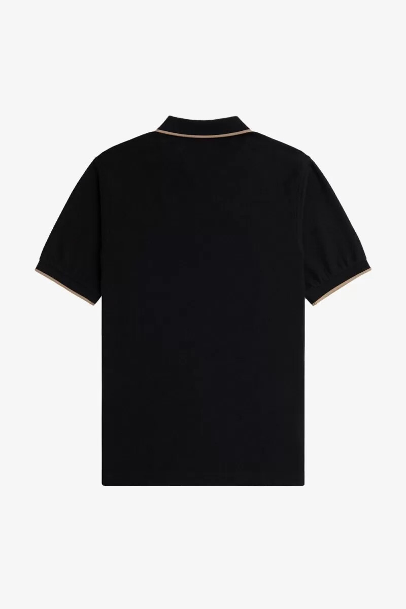 polo fred perry de crepé piqué con cuello con cremallera para hombre color negro