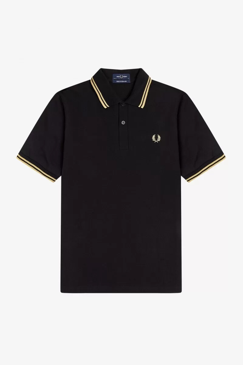 polo fred perry makati m12 para hombre color negro champán
