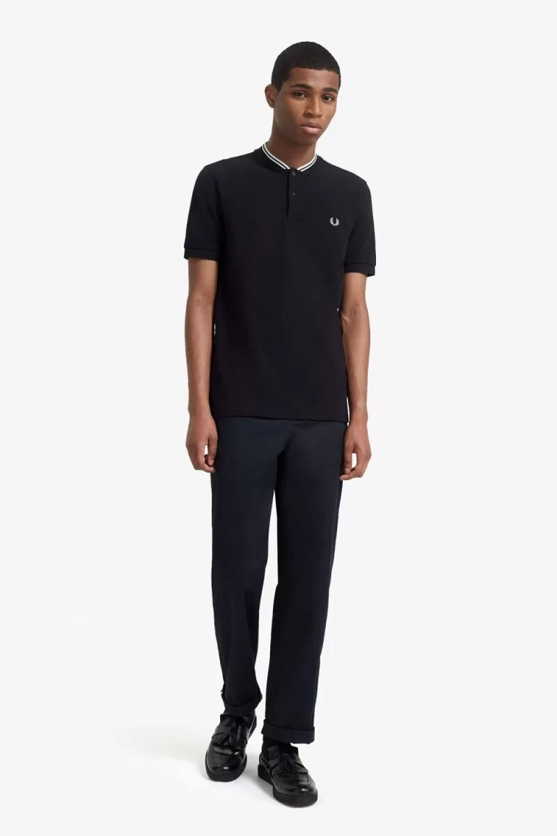 polo fred perry con cuello bombardero para hombre color negro