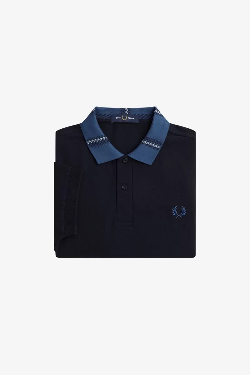 polo fred perry con cuello gráfico para hombre azul marino