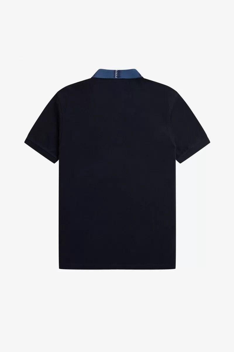 polo fred perry con cuello gráfico para hombre azul marino