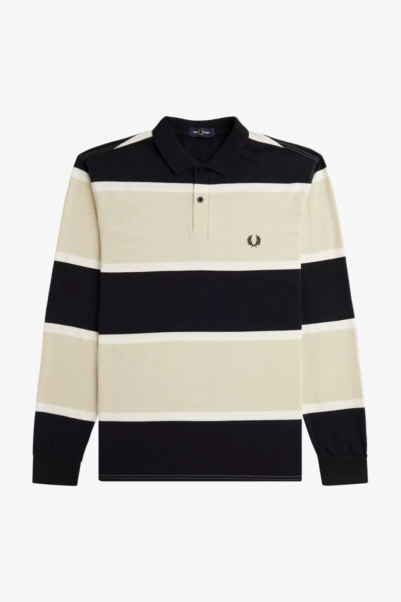 polo fred perry relaxed stripe para hombre color avena