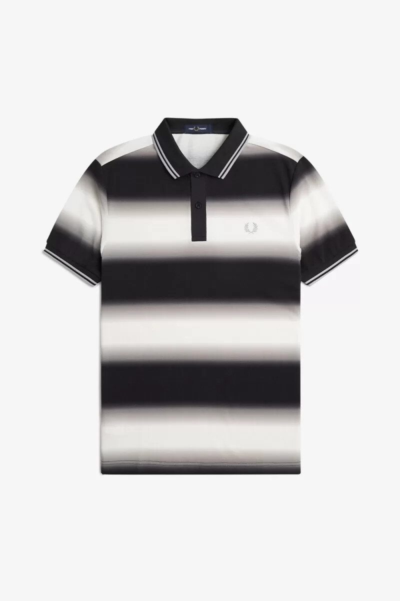 polo fred perry con rayas degradadas para hombre blanco nieve