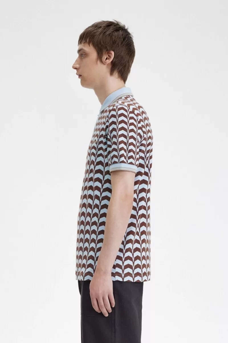 polo fred perry con estampado llamativo para hombre en turquesa