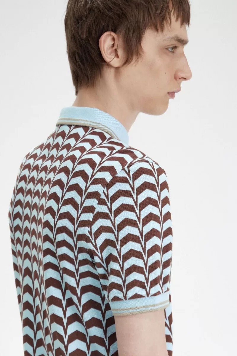 polo fred perry con estampado llamativo para hombre en turquesa