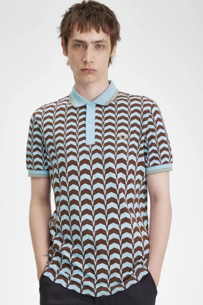 polo fred perry con estampado llamativo para hombre en turquesa