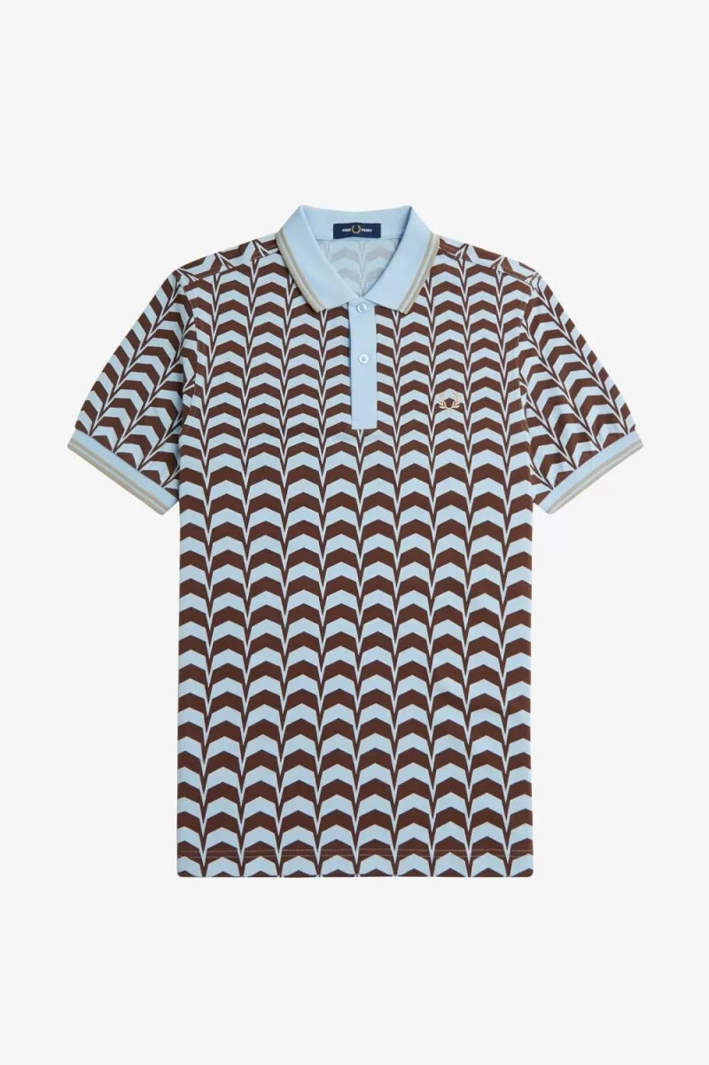 polo fred perry con estampado llamativo para hombre en turquesa