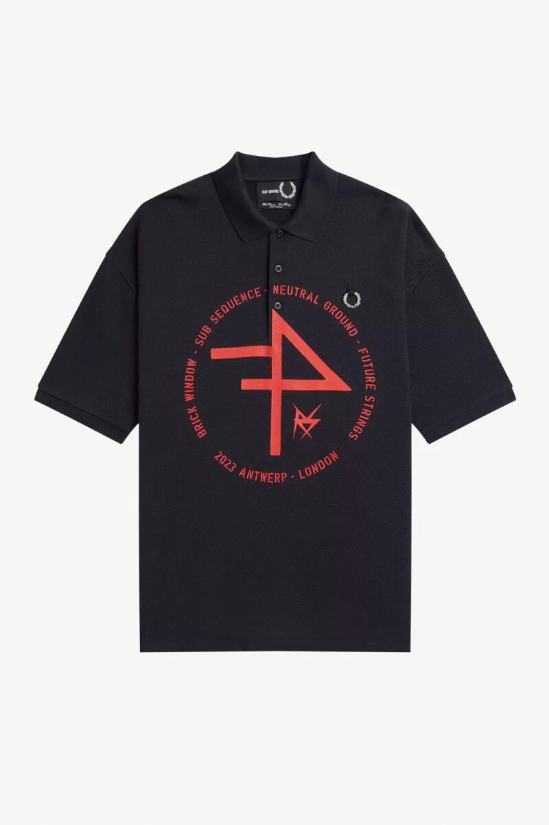 polo fred perry oversize con estampado para hombre en azul marino