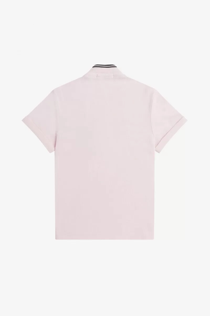 polo fred perry de piqué con ribete para mujer color rosa lechoso