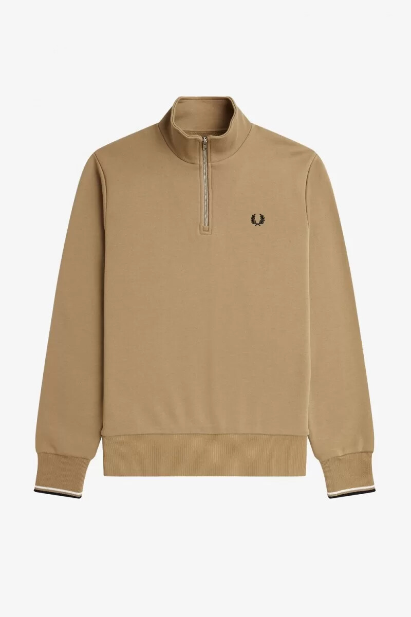 sudadera fred perry con media cremallera para hombre verde