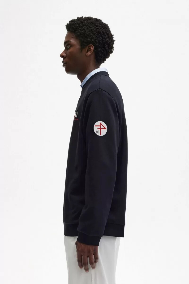 sudadera con capucha estampada fred perry para hombre color negro