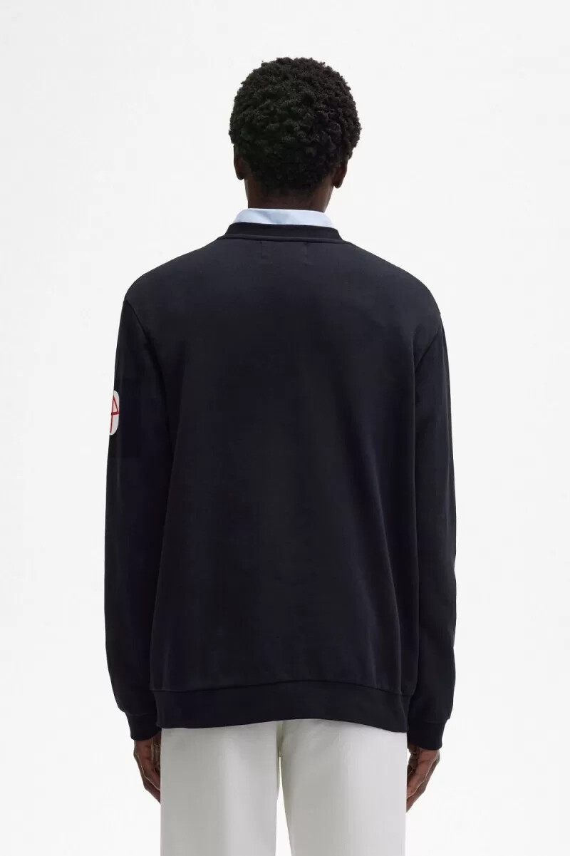 sudadera con capucha estampada fred perry para hombre color negro