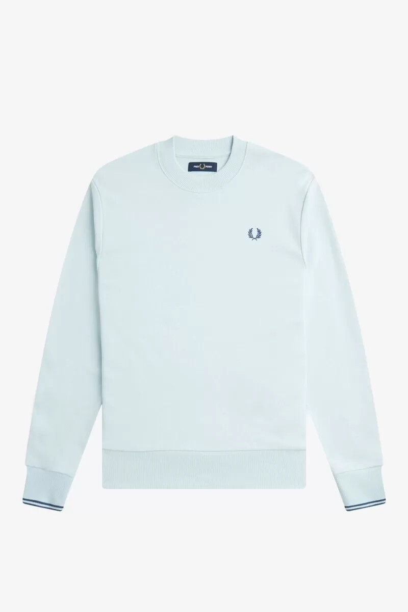 sudadera fred perry de cuello redondo para hombre en azul medianoche aguamarina claro