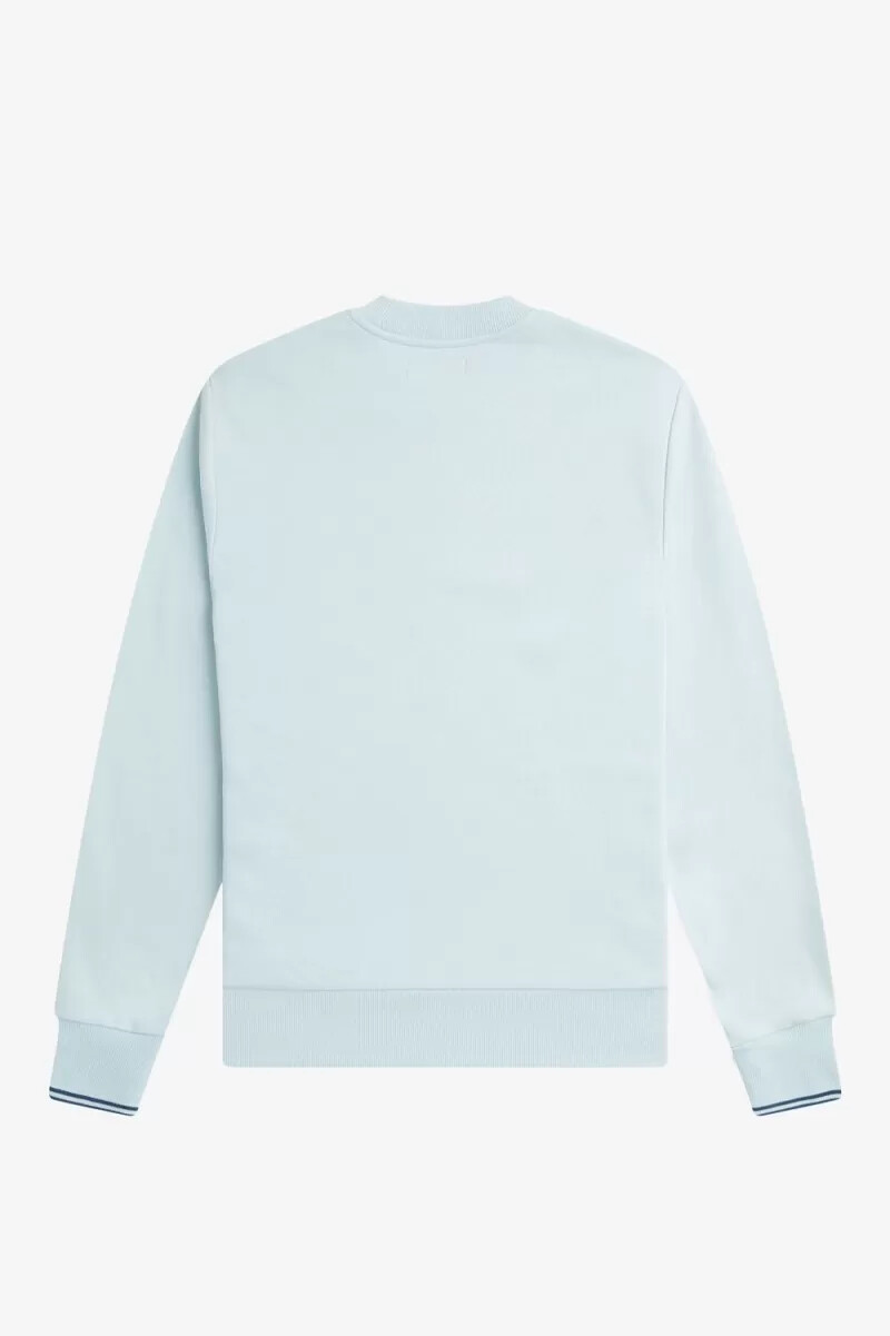 sudadera fred perry de cuello redondo para hombre en azul medianoche aguamarina claro