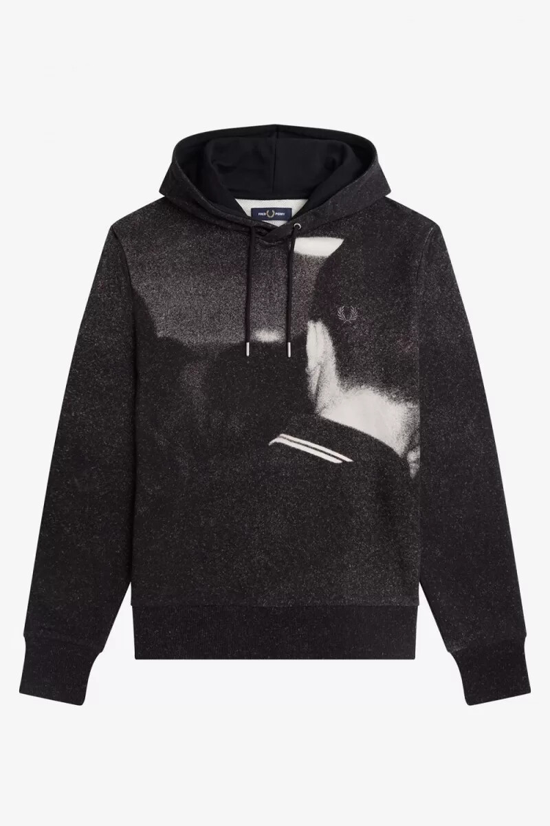 sudadera con capucha fred perry rave graphic para hombre color negro