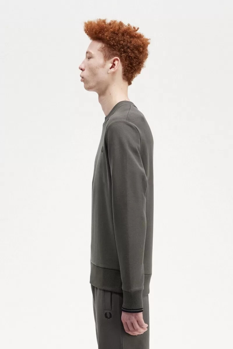 sudadera fred perry con cuello redondo para hombre color verde campo
