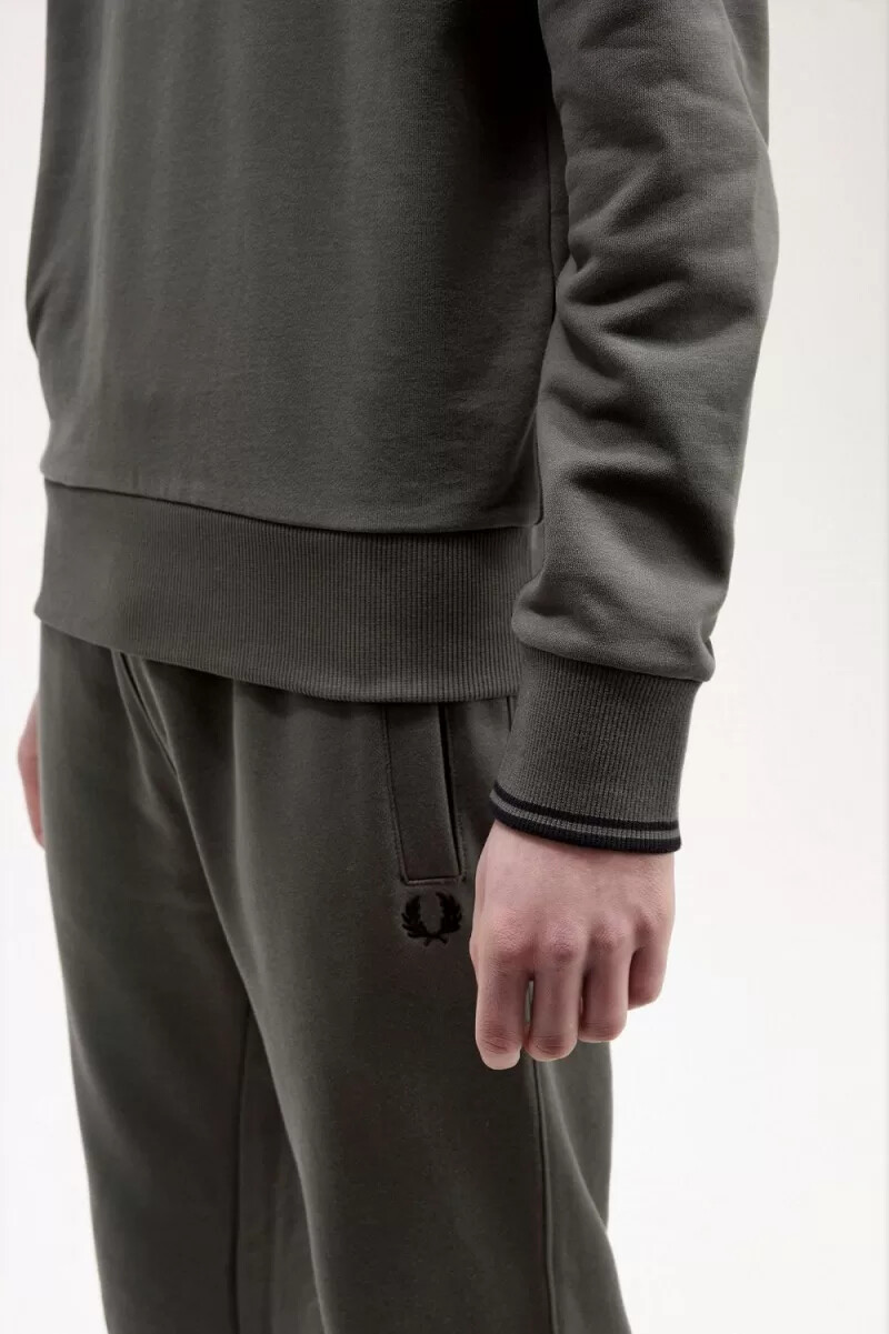 sudadera fred perry con cuello redondo para hombre color verde campo