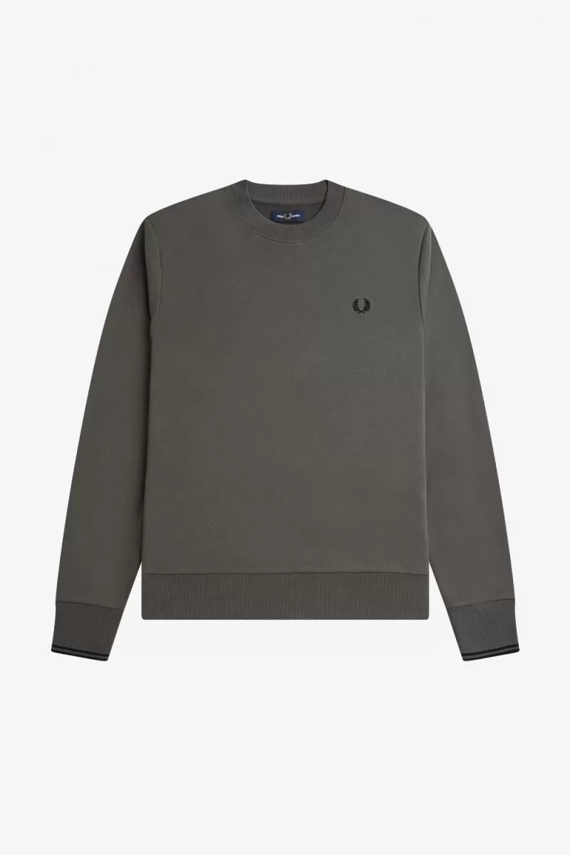 sudadera fred perry con cuello redondo para hombre color verde campo