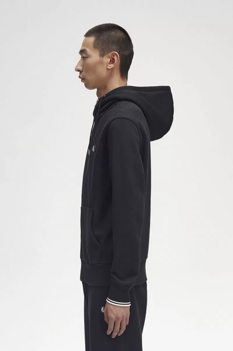 sudadera con capucha y cremallera fred perry para hombre color negro