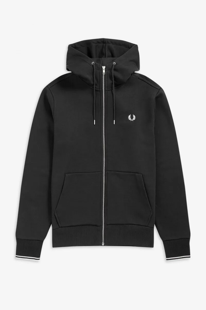 sudadera con capucha y cremallera fred perry para hombre color negro
