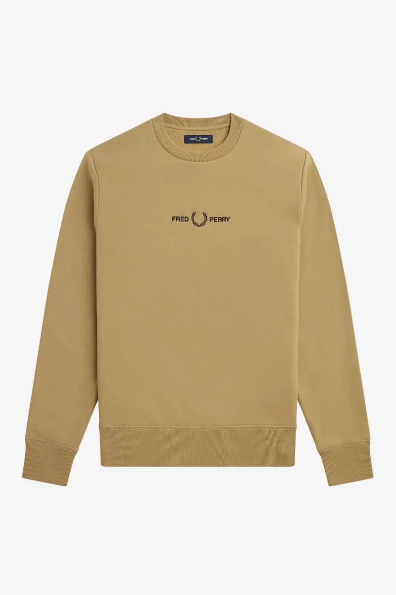 sudadera verde bordada fred perry para hombre