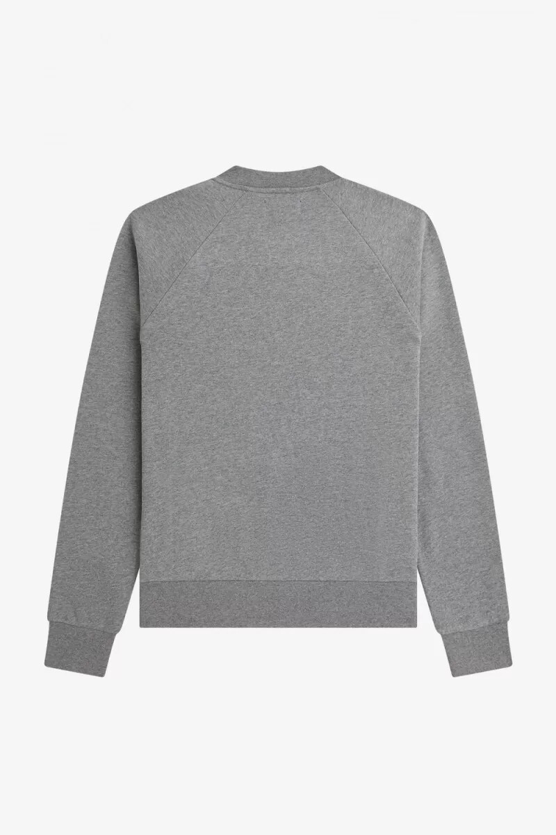 sudadera con bordado de fred perry para hombre gris jaspeado azul ceniza y negro