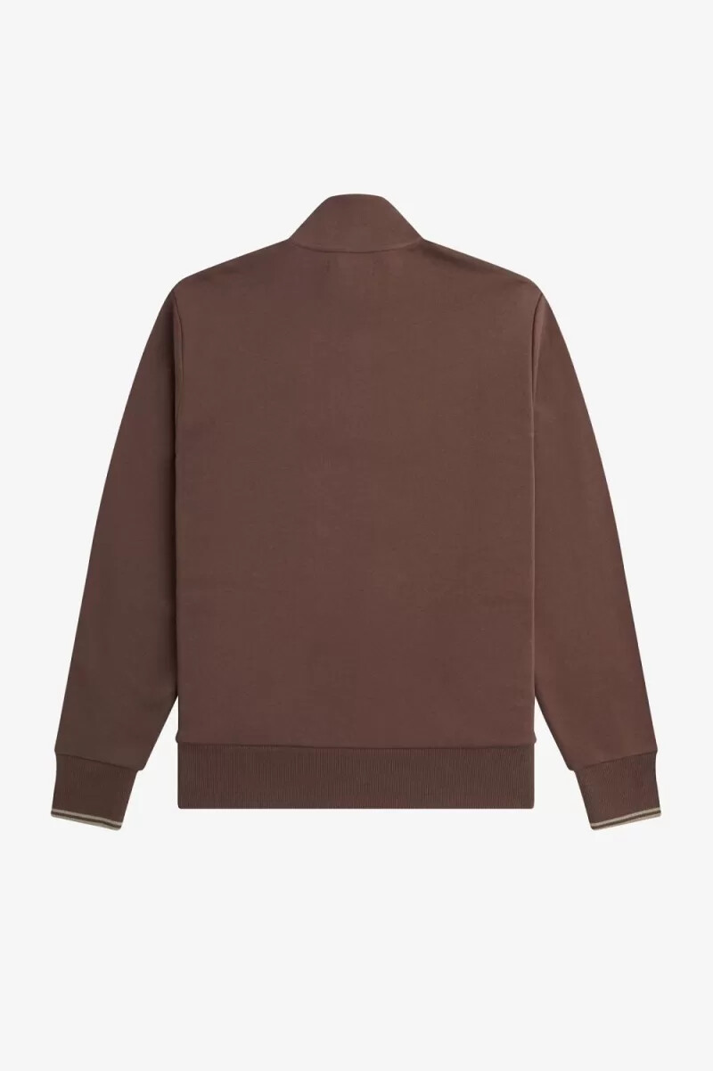sudadera fred perry con media cremallera para hombre color rojo oscuro y gris cálido