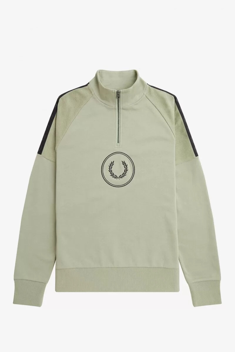 sudadera fred perry circle branding con media cremallera para hombre color menta