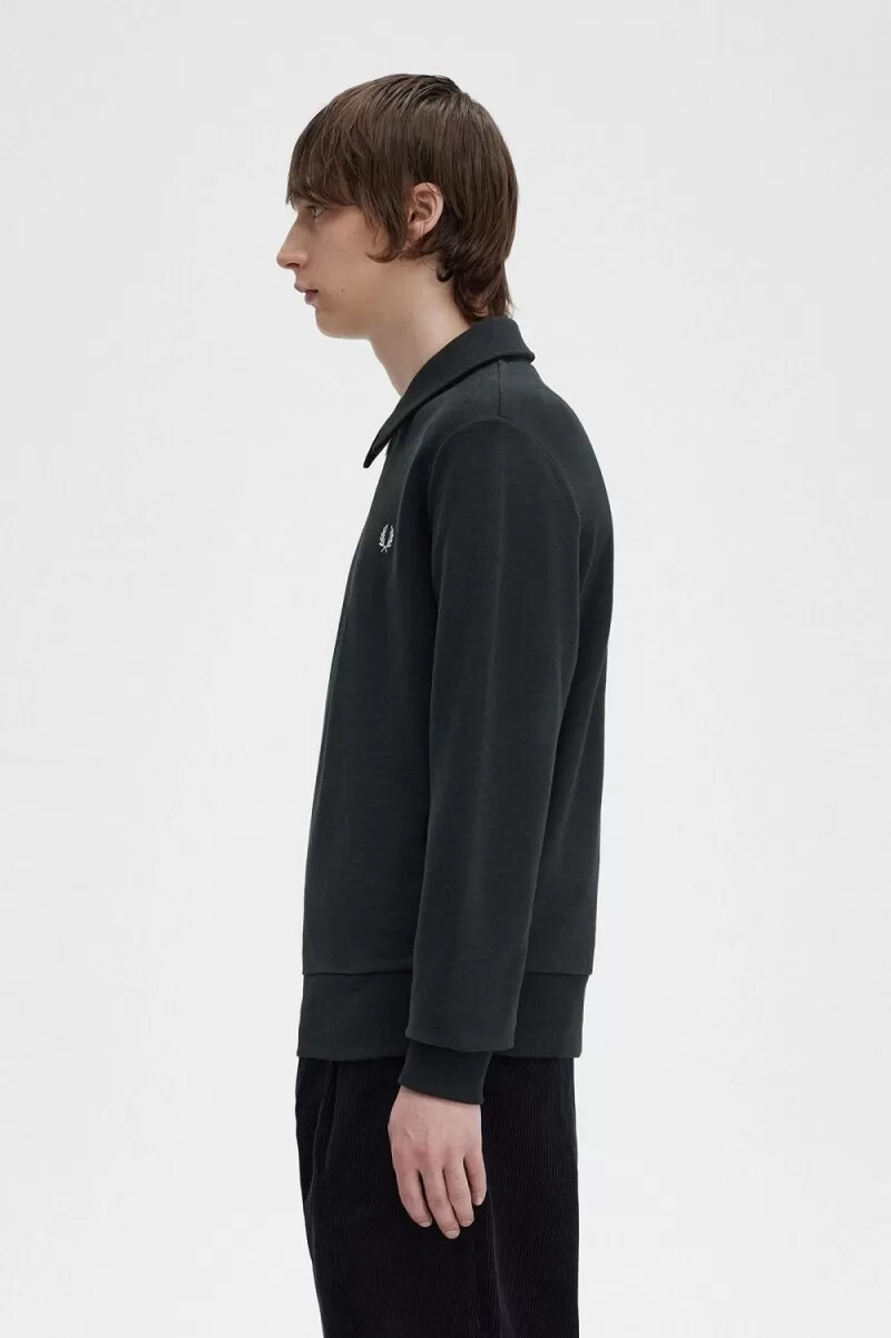 sudadera con cuello alto y cremallera fred perry para hombre color verde noche