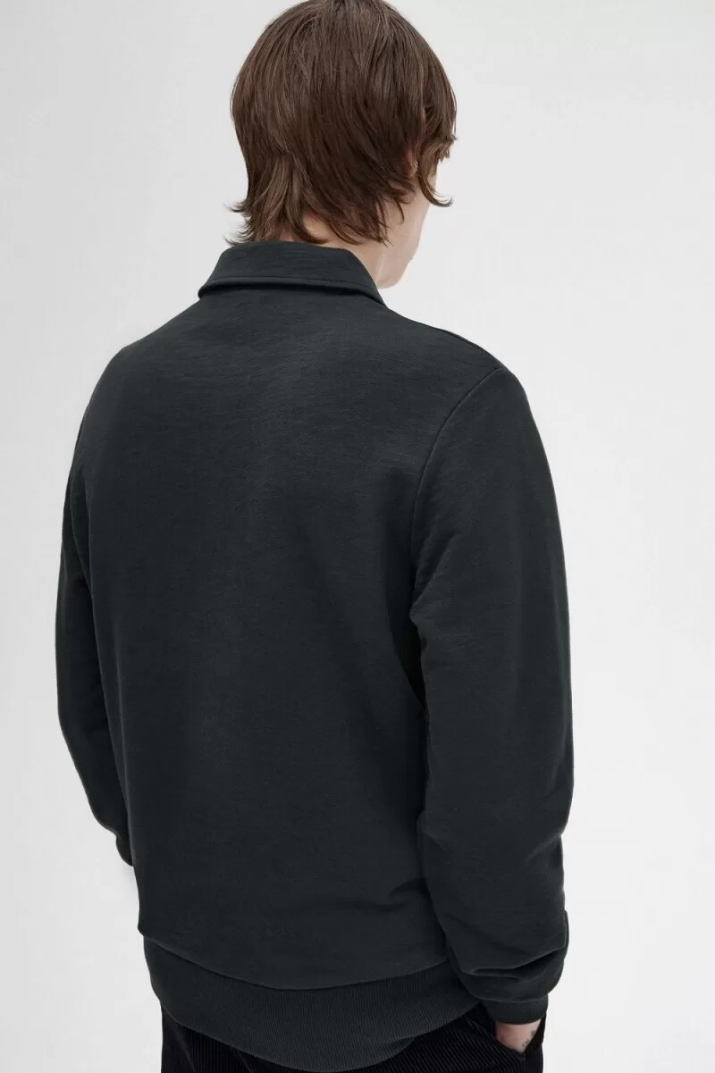 sudadera con cuello alto y cremallera fred perry para hombre color verde noche
