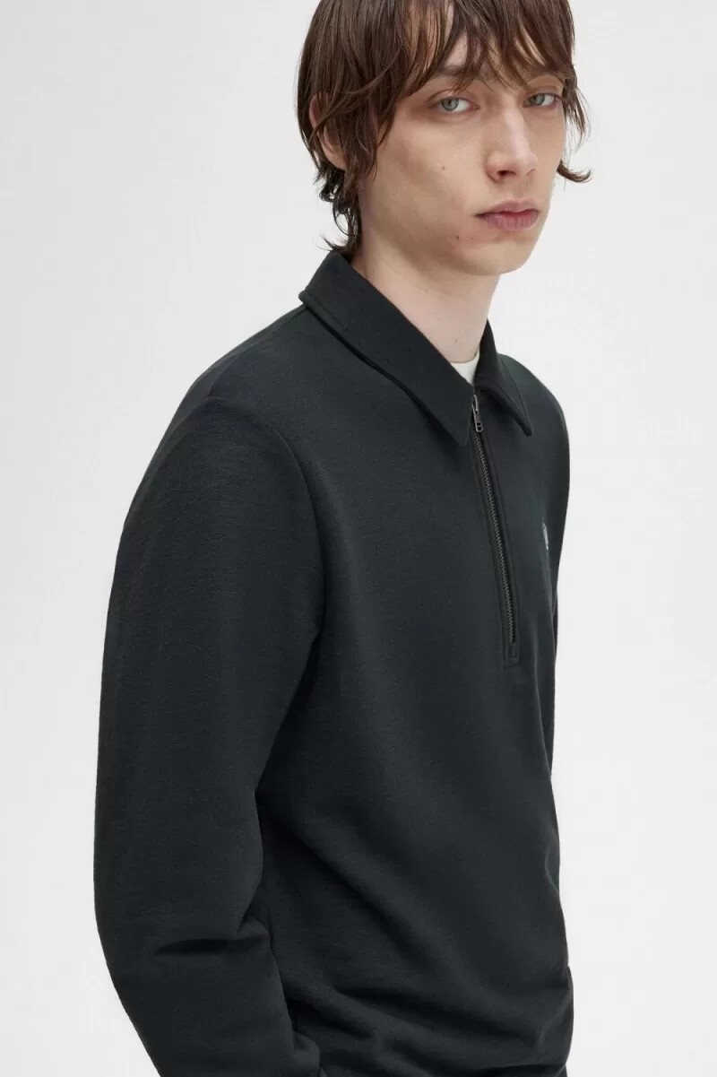 sudadera con cuello alto y cremallera fred perry para hombre color verde noche