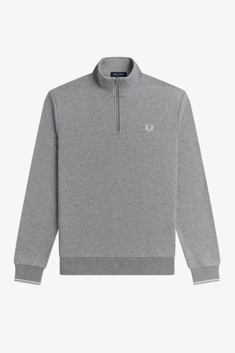 sudadera fred perry con media cremallera para hombre en gris