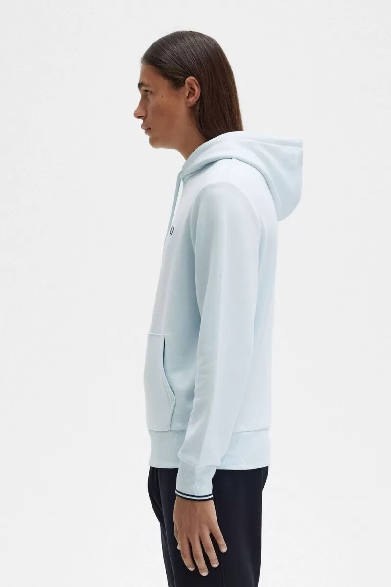 sudadera con capucha y ribete de fred perry para hombre en color aguamarina claro